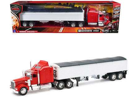 Kenworth W900 Grain Truck Red and White "Long Haul Truckers" Series 1/32 Diecast Model by New Ray  free shipping USA