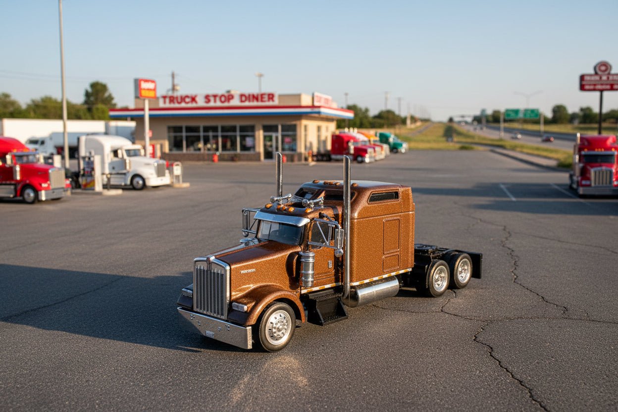 Kenworth W900L Truck Tractor with Sleeper Cab Brown Metallic 1/87 (HO) Scale Plastic Model Car by HO Logistics  free shipping USA