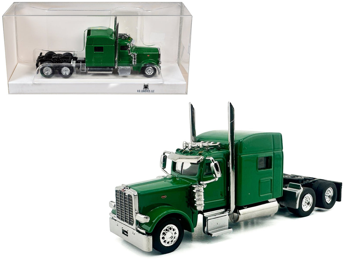 Kenworth W900L Truck Tractor with Sleeper Cab Green  1/87 (HO) Scale Plastic Model Car by HO Logistics  free shipping USA