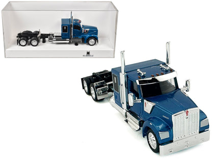 Kenworth W990 with Flat Top Sleeper Cab Blue Metallic 1/87 (HO) Plastic Model Car by HO Logistics  free shipping USA