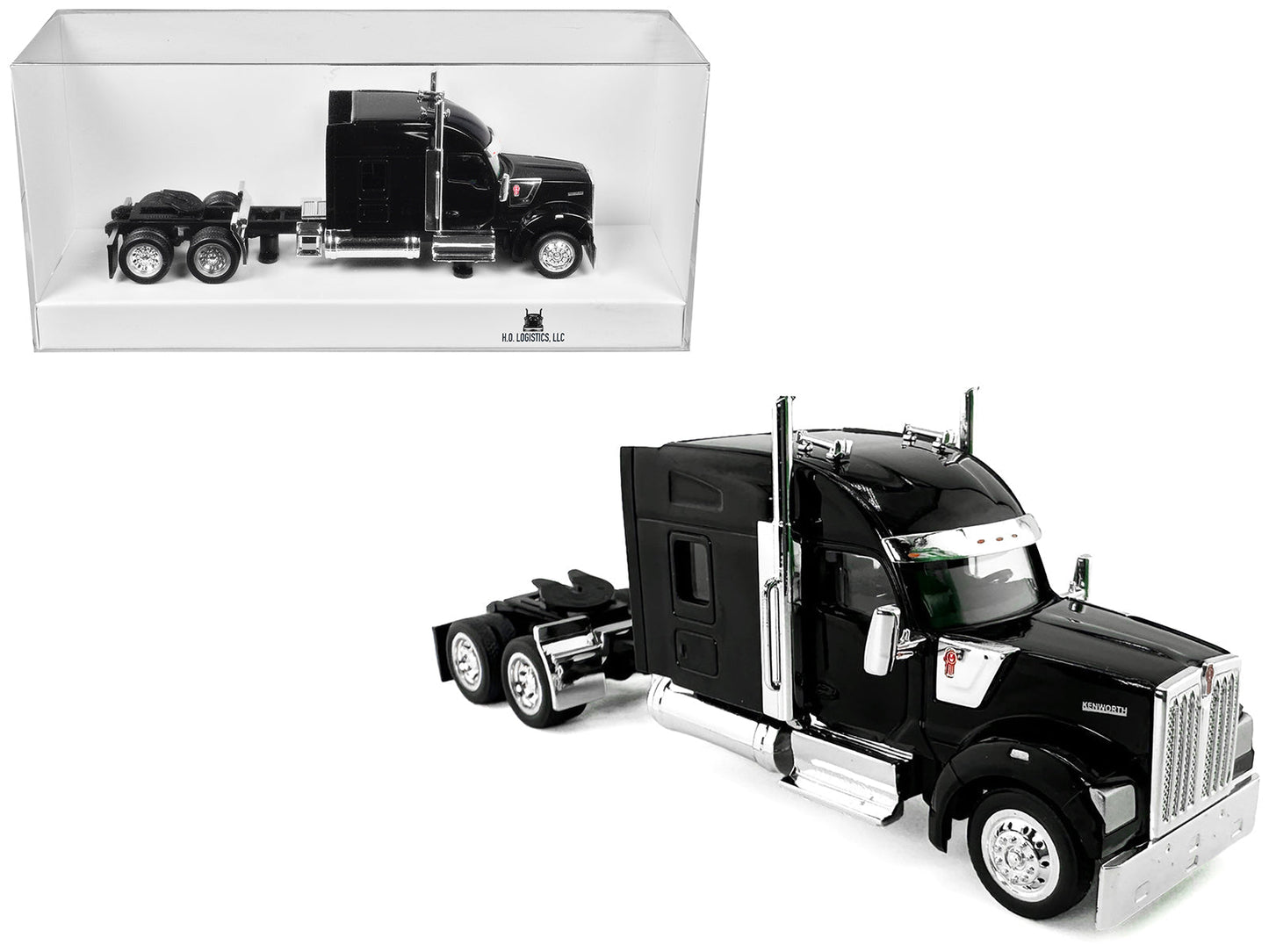 Kenworth W990 with Stand Up Sleeper Cab Black 1/87 (HO) Plastic Model Car by HO Logistics  free shipping USA
