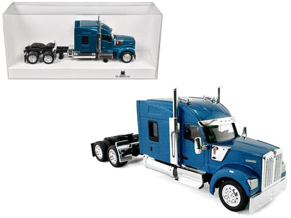 Kenworth W990 with Stand Up Sleeper Cab Blue Metallic 1/87 (HO) Plastic Model Car by HO Logistics  free shipping USA