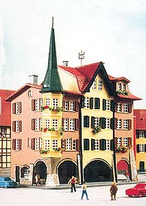 Kibri 36801 Z Scale Biel Townhouses pkg(3) -- 3-3/16 x 2-3/8 x 3-1/2"  8 x 6 x 9cm