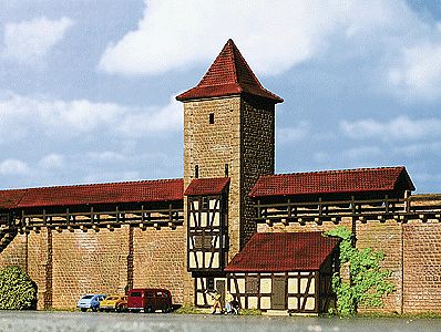 Kibri 37108 N Scale Rothenburg City Wall w/Tower -- Kit - 9 x 2-3/8 x 5-1/2"  23 x 6 x 14cm