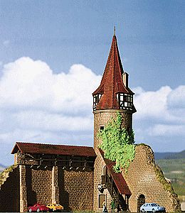 Kibri 37109 N Scale Round Tower with Wall in Marktbreit -- 6-11/16 x 5-1/2 x 7-7/8"  17 x 14 x 20cm