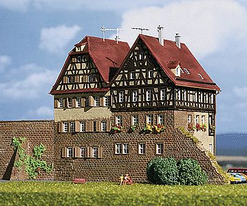Kibri 37110 N Scale Row of Brick Houses in Schwabisch Hall -- 11-13/16 x 4-3/8 x 5-1/2"  30 x 11 x 14cm
