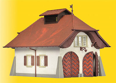 Kibri 38032 HO Scale Rural Fire Station w/Lights -- Kit - 5-1/4 x 4-3/8 x 4-5/16"  13.3 x 11.2 x H 11cm