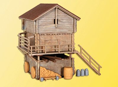 Kibri 38035 HO Scale Wood Barn & Shed -- Kit - 2-9/16 x 3-3/4 x 3-9/16"  6.5 x 9.5 x 9cm
