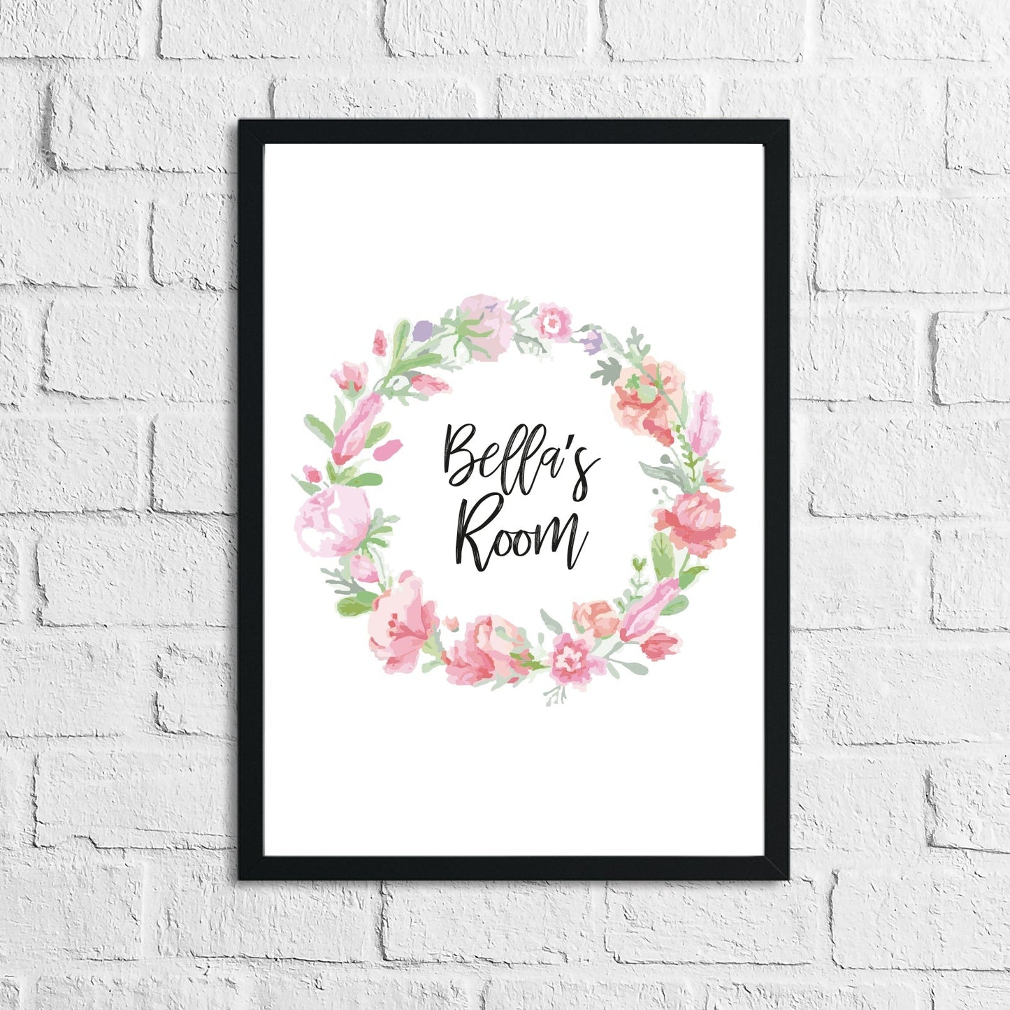 Personalised Floral Wreath Name Children's Room Wall Decor Print by WinsterCreations™ Official Store