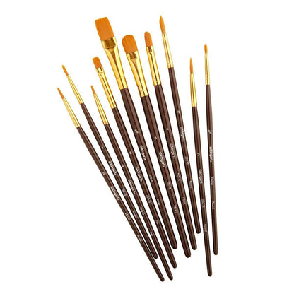 Studio Mixed Media Gold Nylon Brush Set  - 10 pc