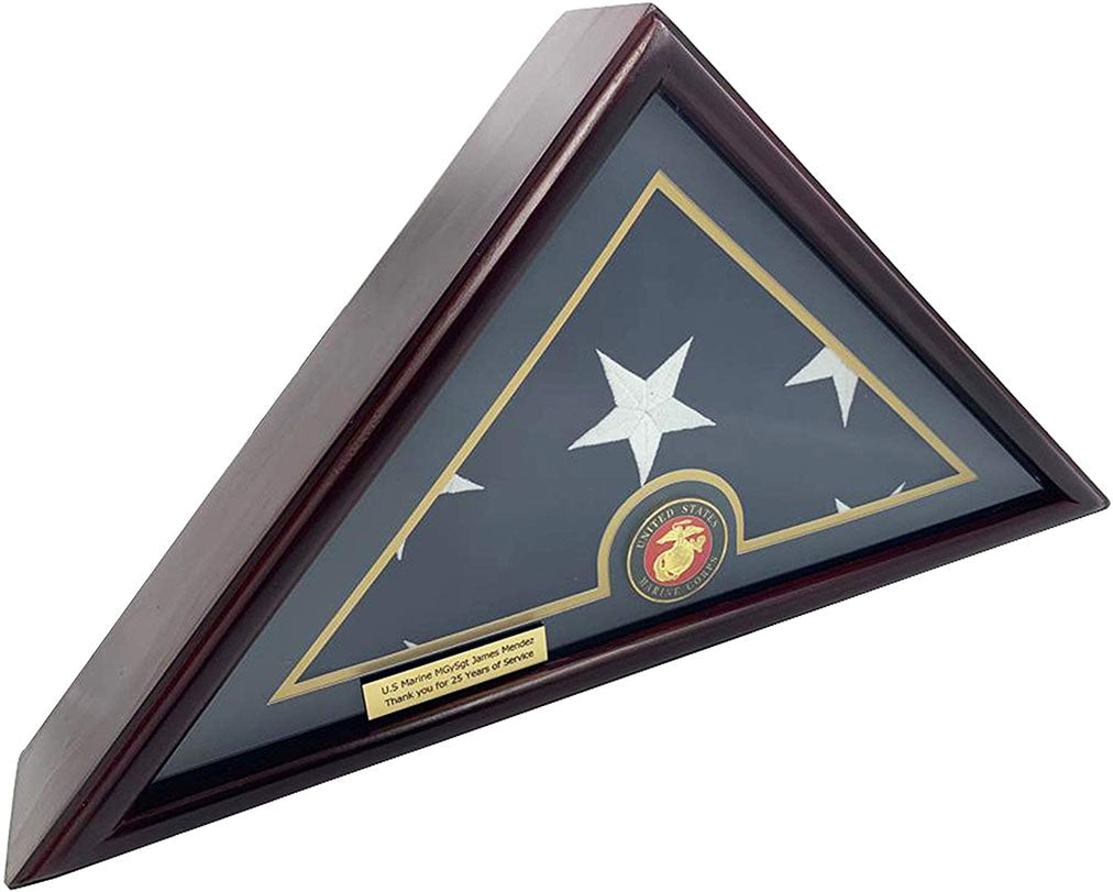 5X9 Burial/Funeral/Veteran Flag Elegant Display Case - cherry wood finish