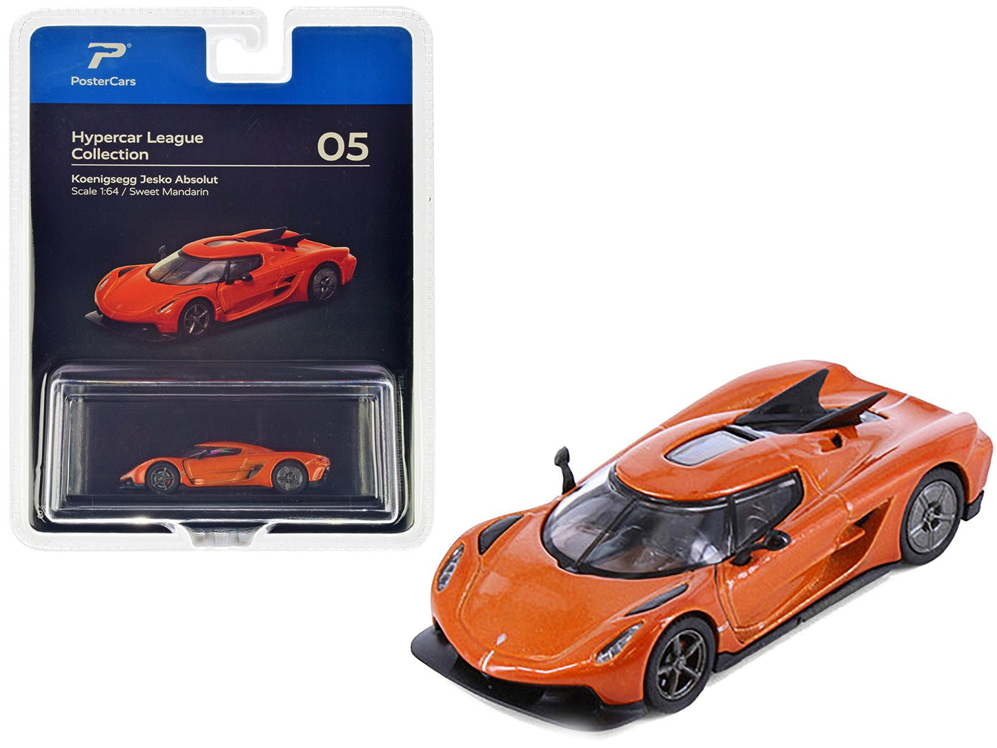 Koenigsegg Jesko Absolut Sweet Mandarin Orange Metallic "Hypercar League Collection" 1/64 Diecast Model Car by PosterCars  free shipping USA