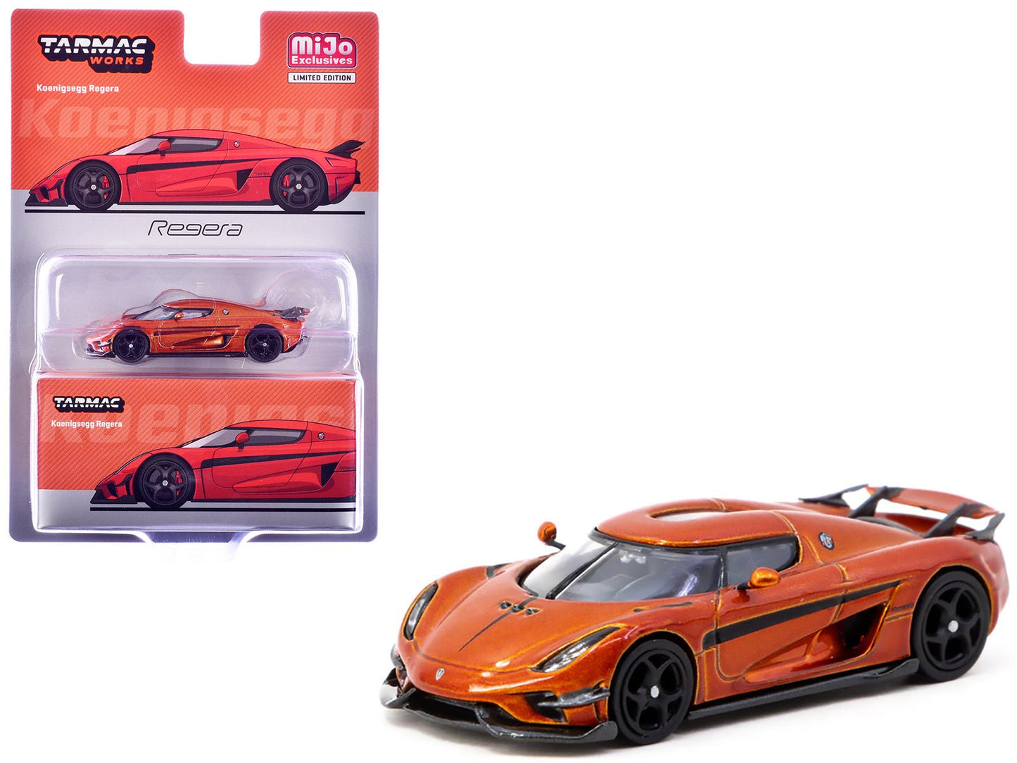 Koenigsegg Regera Orange Metallic with Black Stripes "Global64" Series 1/64 Diecast Model Car by Tarmac Works  free shipping USA