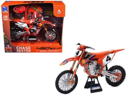 KTM 450 SX-F Motorcycle #4 Chase Sexton "Red Bull KTM Factory Racing" 1/12 Diecast Model by New Ray  free shipping USA