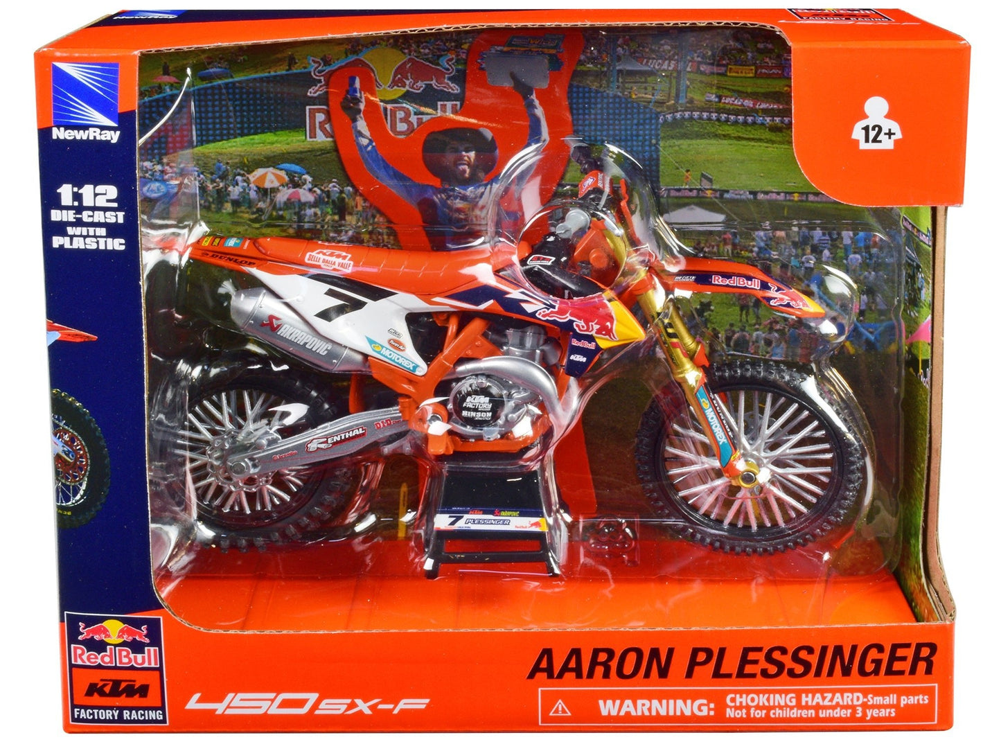 KTM 450 SX-F Motorcycle #7 Aaron Plessinger "Red Bull KTM Factory Racing" 1/12 Diecast Model by New Ray  free shipping USA