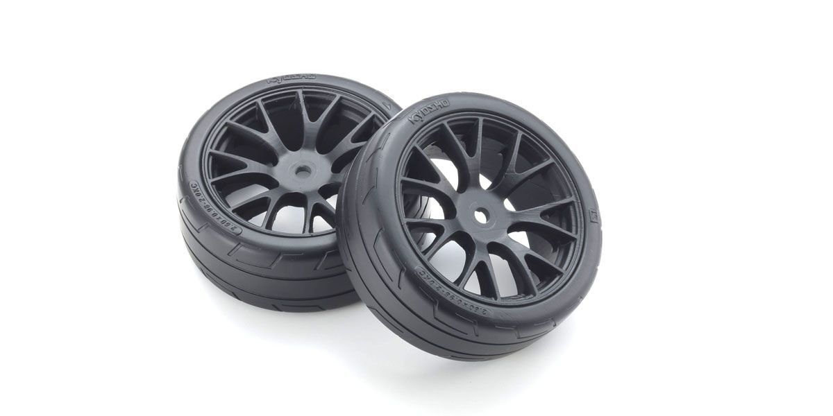 Kyosho FATH701BKM Premounted TC Tires (M), for FZ02, 2pcs