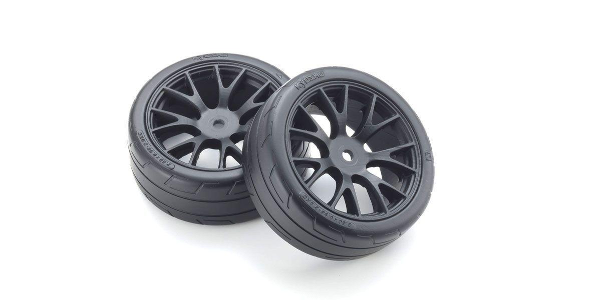 Kyosho FATH701BKM Premounted TC Tires (M), for FZ02, 2pcs