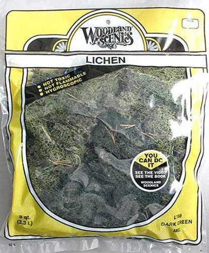 Woodland Scenics L168 N/HO Lichen DarkGreen Mix 3 Quarts Train Scenery