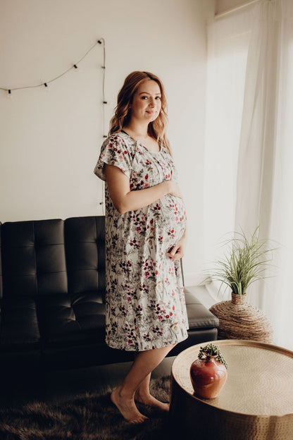 Floral Mommy Labor and Delivery Nursing Hospital Gown by Three Little Tots
