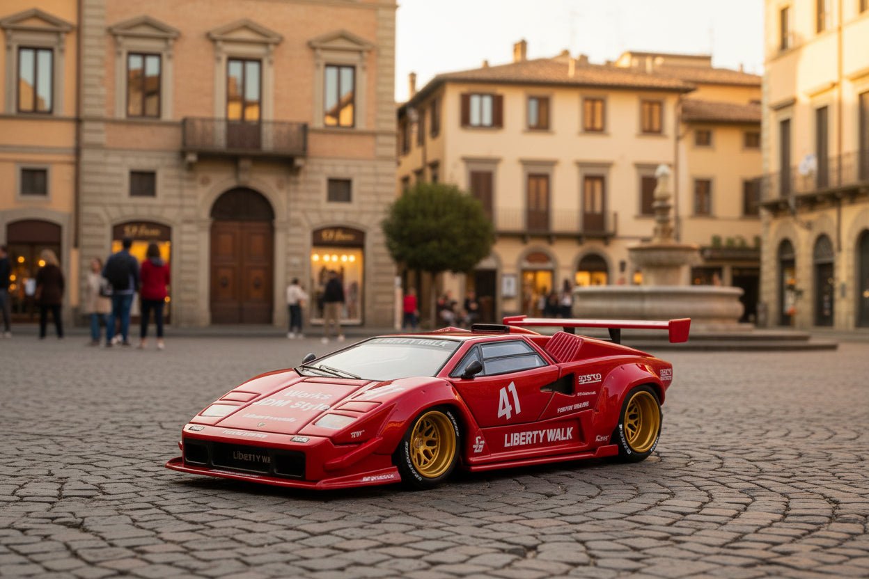 Lamborghini Countach LB-WORKS #41 Red Limited Edition 1/64 Diecast Model Car by Mini GT  free shipping USA