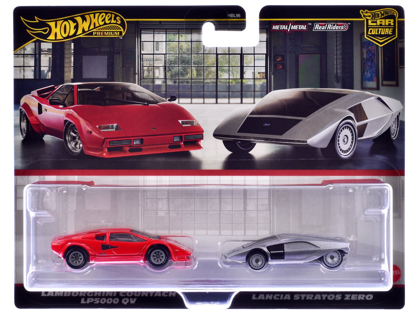 Lamborghini Countach LP5000 QV Red and Lancia Stratos Zero Gray Metallic "Car Culture" Set of 2 Cars Diecast Model Cars by Hot Wheels  free shipping USA