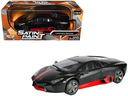 Lamborghini Reventon Matt Black with Red Stripes "Satin Paint" Series 1/24 Diecast Model Car by Motormax  free shipping USA