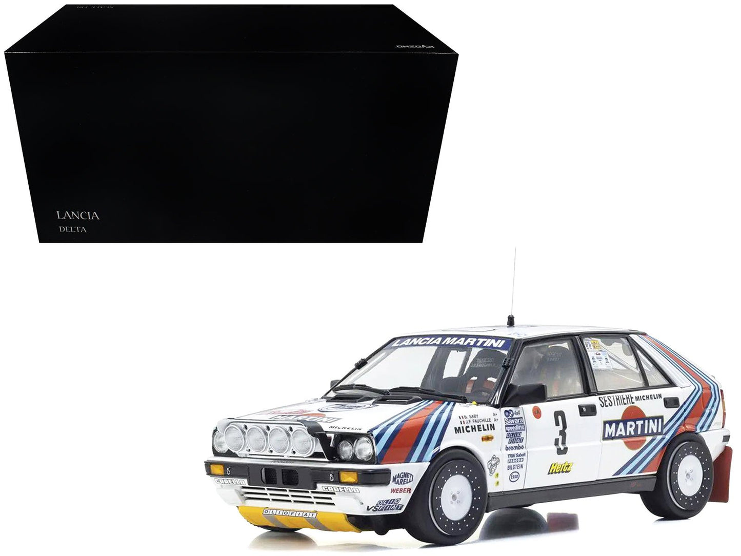 Lancia Delta HF 4WD #3 Bruno Saby - Jean-Francois Fauchille "Martini Racing" Winner "Rally Monte Carlo" (1988) 1/18 Diecast Model Car by Kyosho  free shipping USA