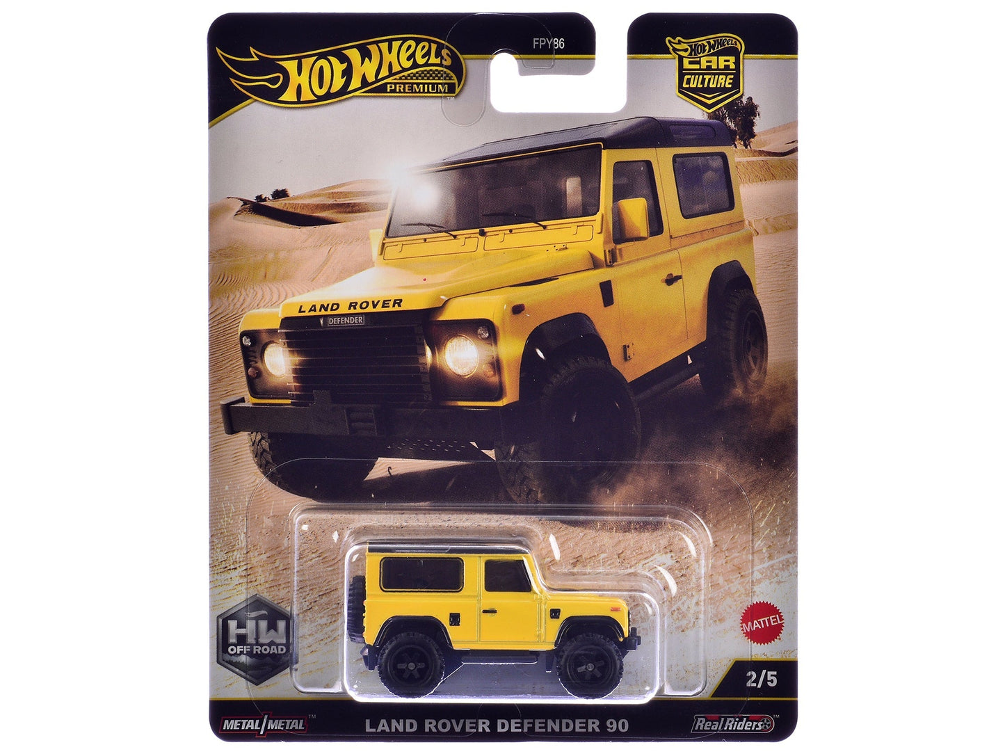 Land Rover Defender 90 Yellow with Black Top "HW Off Road" Series Diecast Model Car by Hot Wheels  free shipping USA