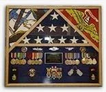 3 Flags Military Shadow Box, flag case for 3 flags USA Made