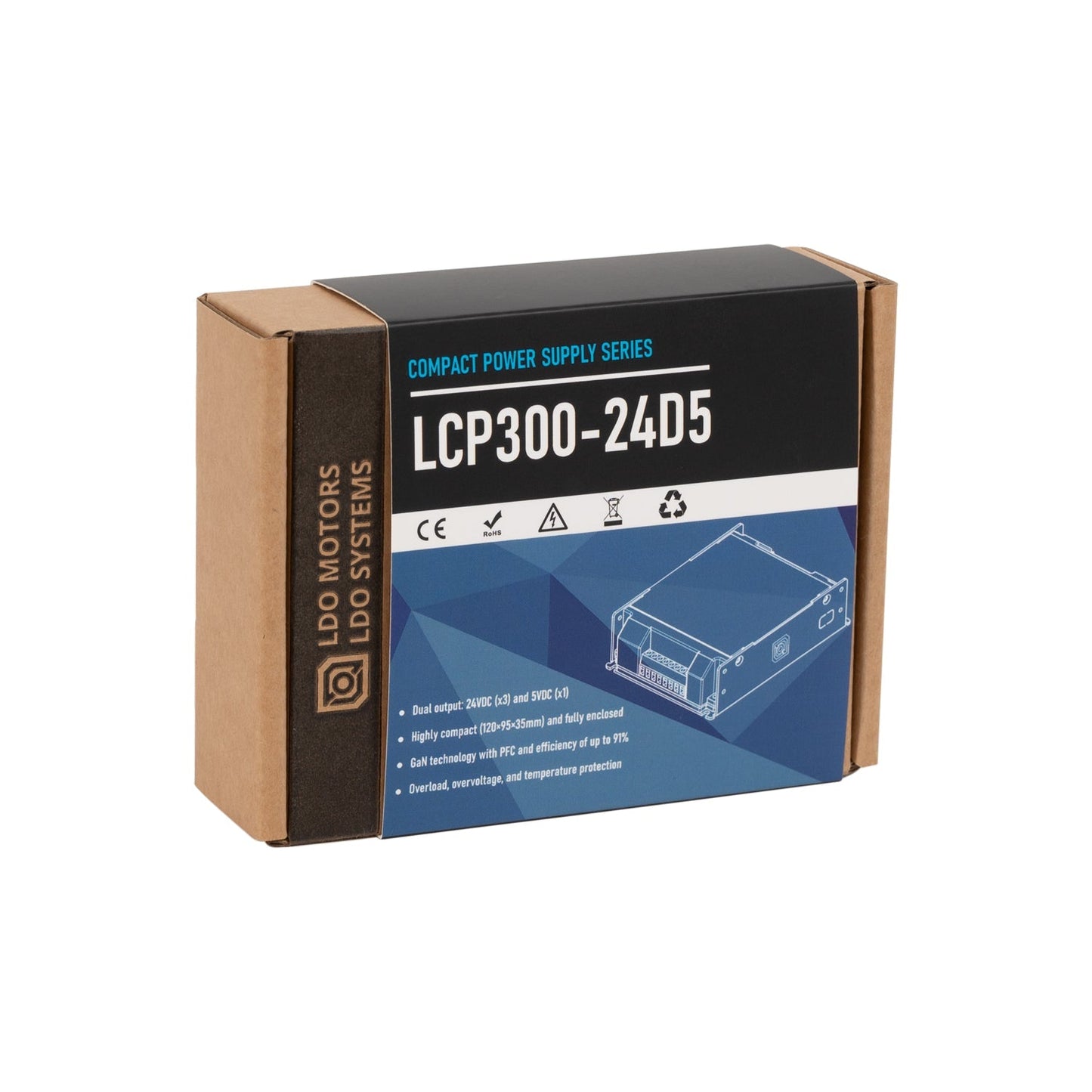 LDO LCP300-24D5 300W 24V and 5V Compact Power Supply (PSU)