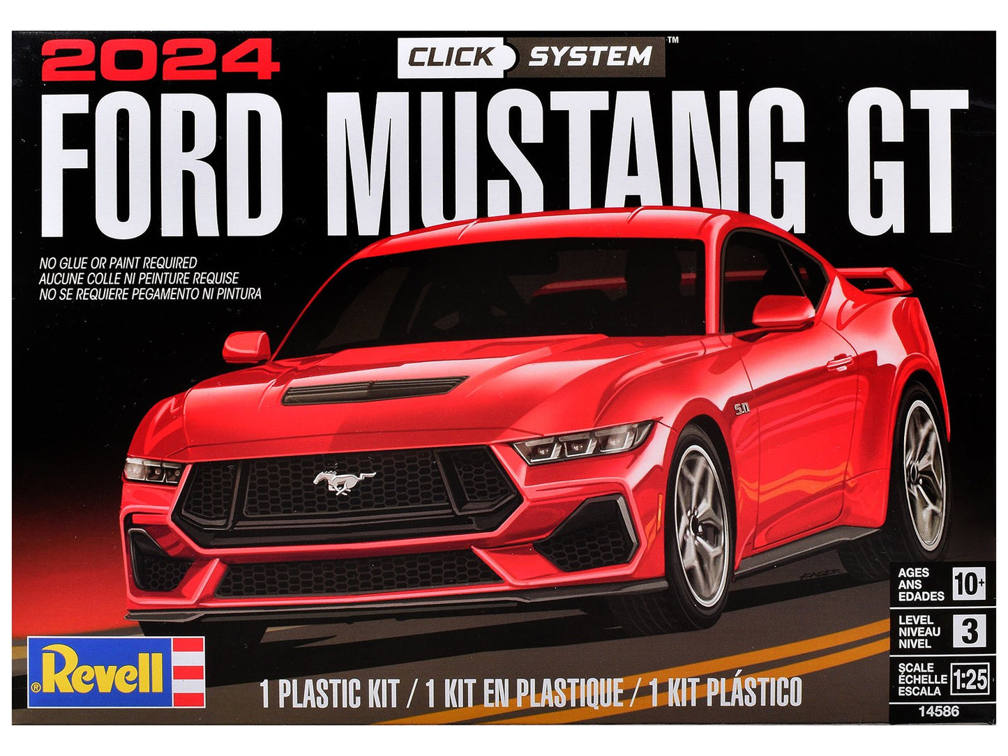 Level 3 Model Kit 2024 Ford Mustang GT 2-in-1 Kit (Level 3 Click System) 1/25 Scale Model by Revell  free shipping USA