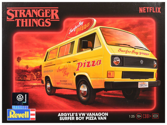 Level 3 Model Kit Argyle’s Volkswagen Vanagon "Surfer Boy Pizza" Van "Stranger Things" (2016-Current) TV Series 1/25 Scale Model by Revell  free shipping USA
