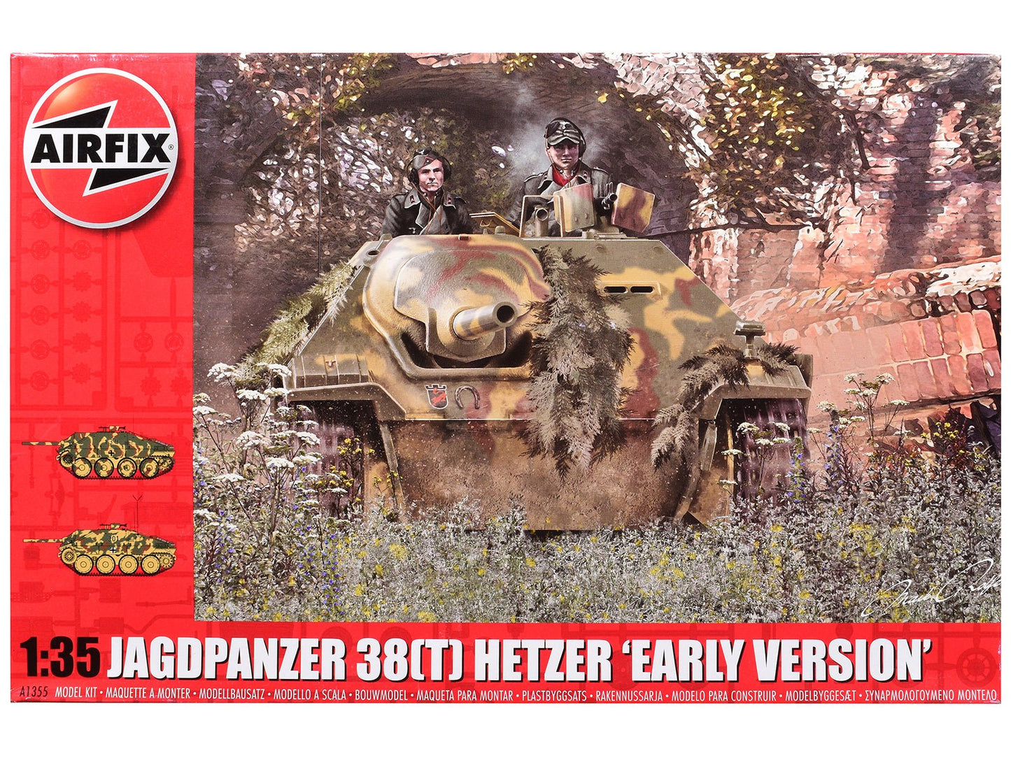 Level 3 Model Kit JagdPanzer 38(t) Hetzer "Early Version" Tank with 2 Scheme Options 1/35 Plastic Model Kit by Airfix  free shipping USA