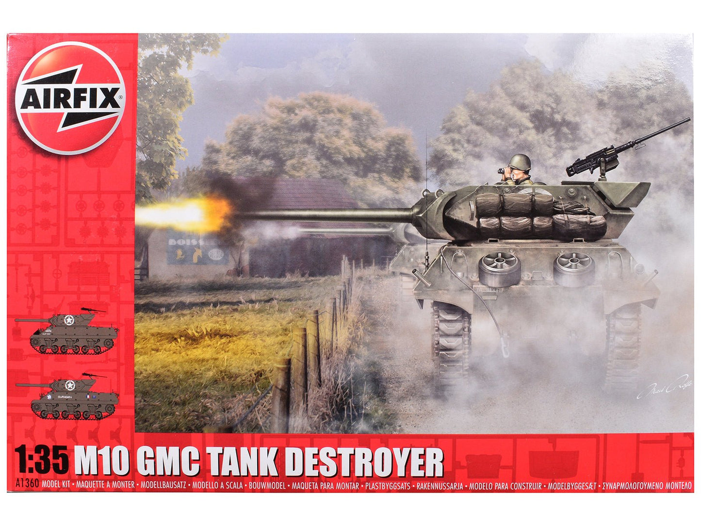 Level 3 Model Kit M10 Gun Motor Carriage (GMC) Tank Destroyer with 2 Scheme Options 1/35 Plastic Model Kit by Airfix  free shipping USA