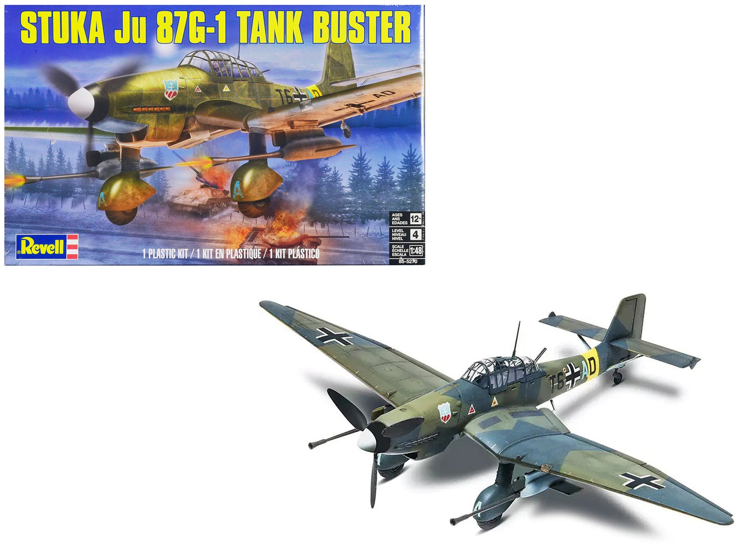 Level 4 Model Kit Junkers STUKA JU 87G-1 Tank Buster Bomber Aircraft 1/48 Scale Model by Revell  free shipping USA