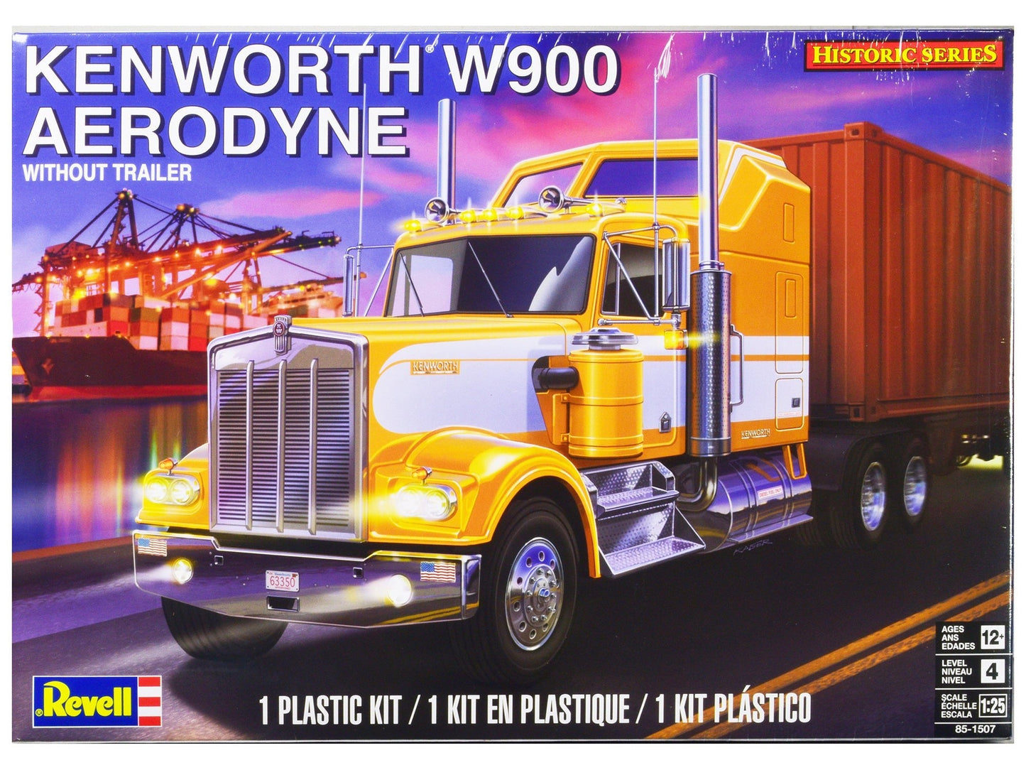Level 4 Model Kit Kenworth W900 Aerodyne Truck Tractor "Historic Series" 1/25 Scale Model by Revell  free shipping USA