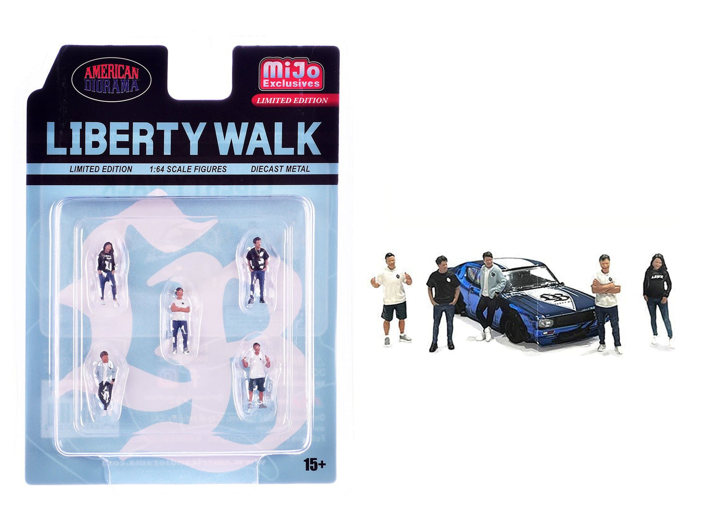 "Liberty Walk Team" 5 piece Diecast Figure Set (5 Figures) Limited Edition for 1/64 Scale Models by American Diorama  free shipping USA