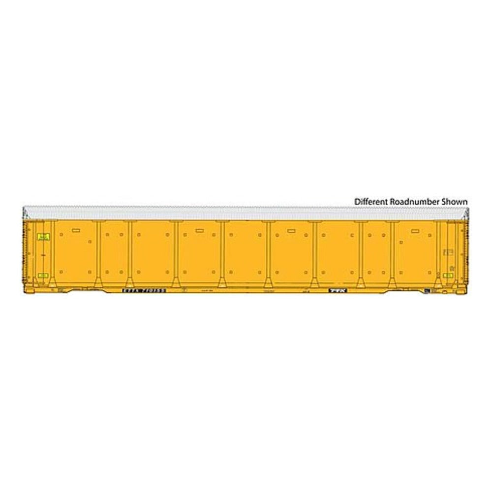 Walthers Proto 101424 HO Scale 89' Thrall Enclosed Tri-Level Auto Carrier - Ready to Run -- CSX Rack ETTX Flat #T8782/710273 (yellow, black, silver)