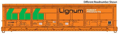 Walthers Proto 101928 HO Scale 56' Thrall All-Door Boxcar - Ready to Run -- Lignum LUNX #80010 (orange, green, black)