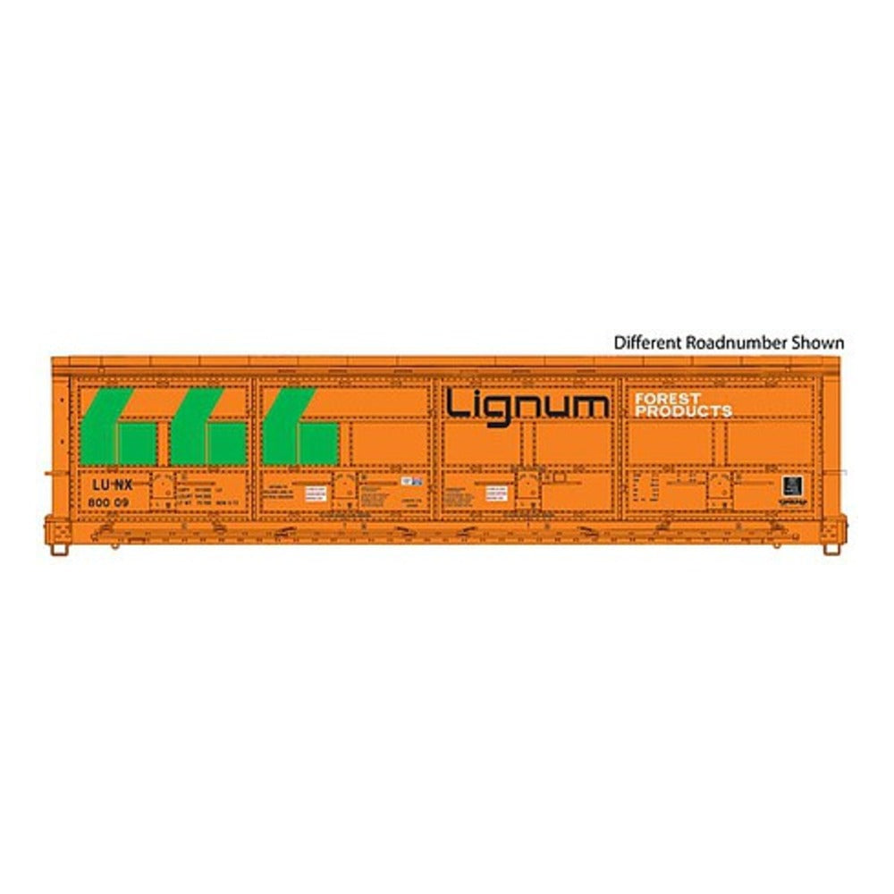 Walthers Proto 101929 HO Scale 56' Thrall All-Door Boxcar - Ready to Run -- Lignum LUNX #80013 (orange, green, black)