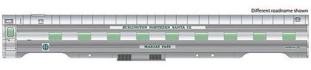 Walthers Proto 16254 HO Scale 85' Pullman-Standard Regal Series 4-4-2 Sleeper - Ready to Run -- Lighted - BNSF #64 Marias Pass, Business Train (Real Metal Finish)
