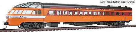 Walthers Proto 920-9165 HO Scale 85' Pullman-Standard Super Dome - Ready to Run -- Milwaukee Road #53 (Excursion Scheme; orange, maroon, gray, gold)