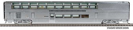 Walthers Proto 9624 HO Scale 85' Budd Hi-Level Sky Lounge -- Santa Fe #575 (Real Metal Finish)