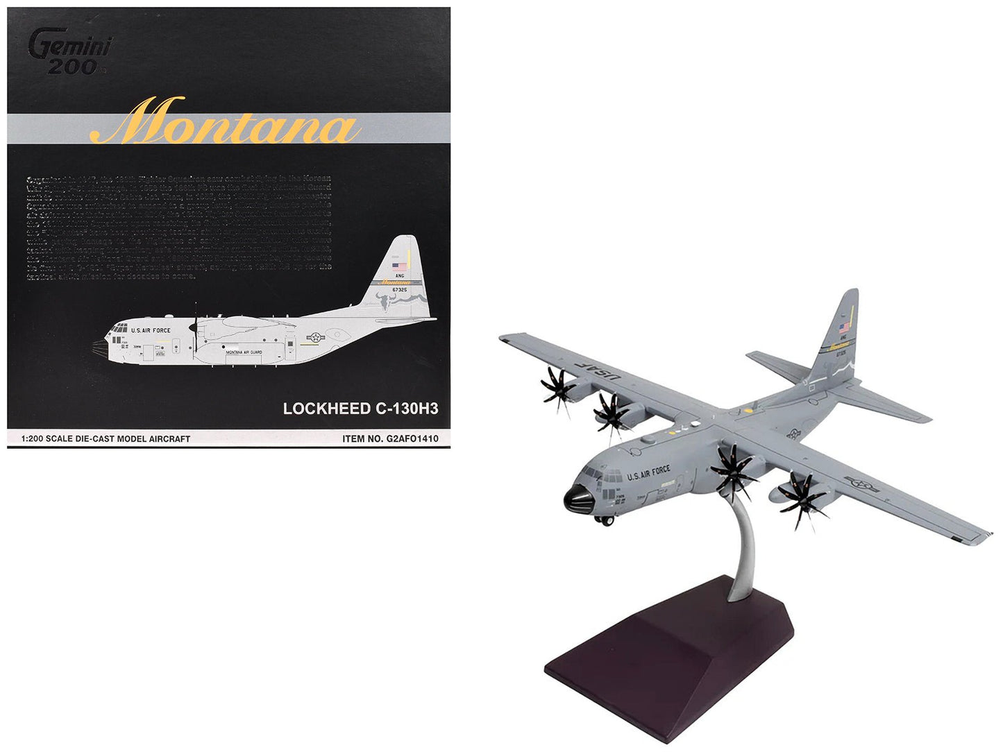 Lockheed C-130H3 Hercules Transport Aircraft "Montana Air National Guard Great Falls ANGB" United States Air Force "Gemini 200" Series 1/200 Diecast Model Airplane by GeminiJets  free shipping USA