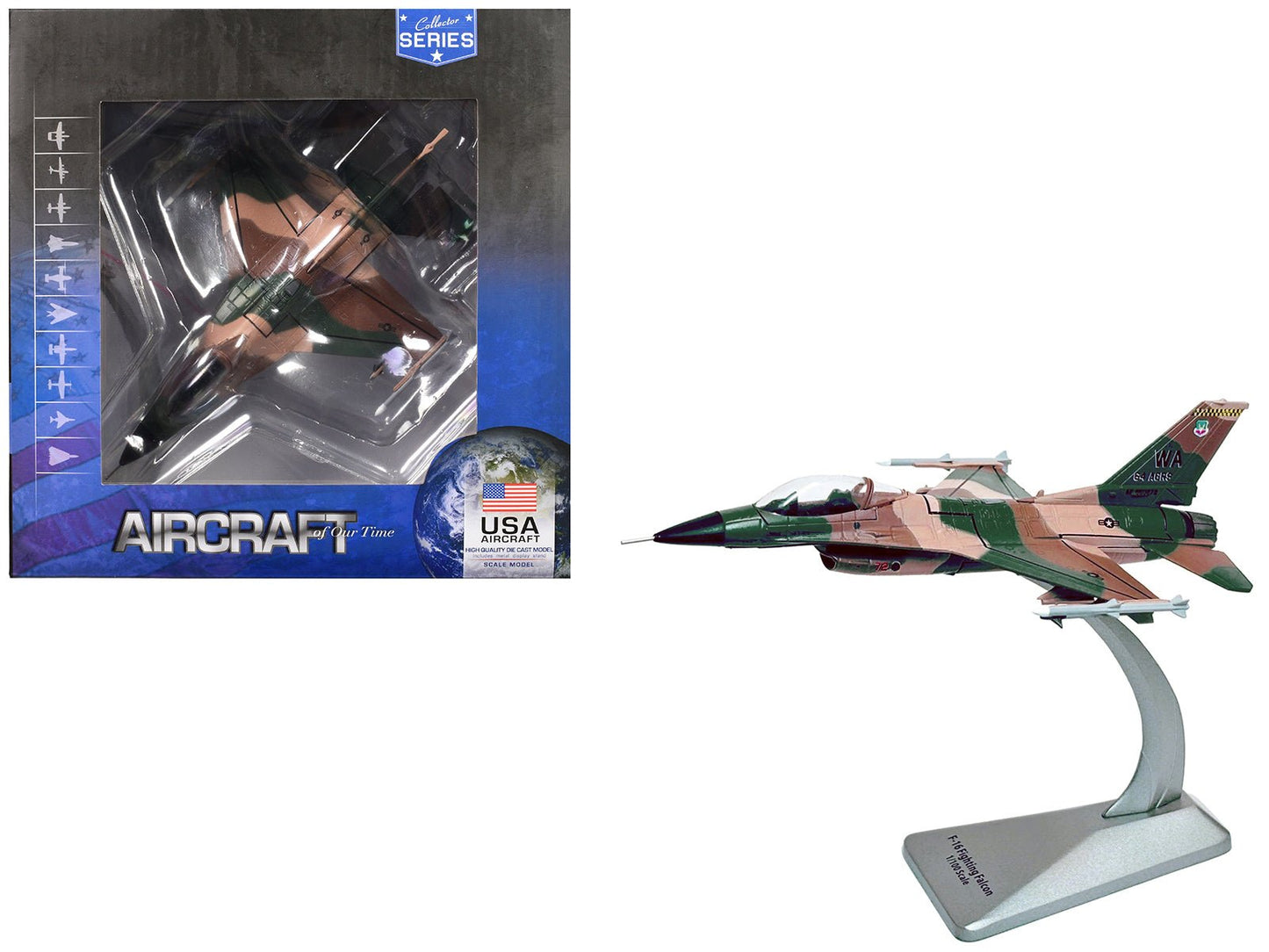 Lockheed F-16C Fighting Falcon Fighter Aircraft "Block 32 64th Aggressor Squadron Nellis AFB" (2007) United States Air Force "Collector Series" 1/100 Diecast Model by Air Force 1  free shipping USA