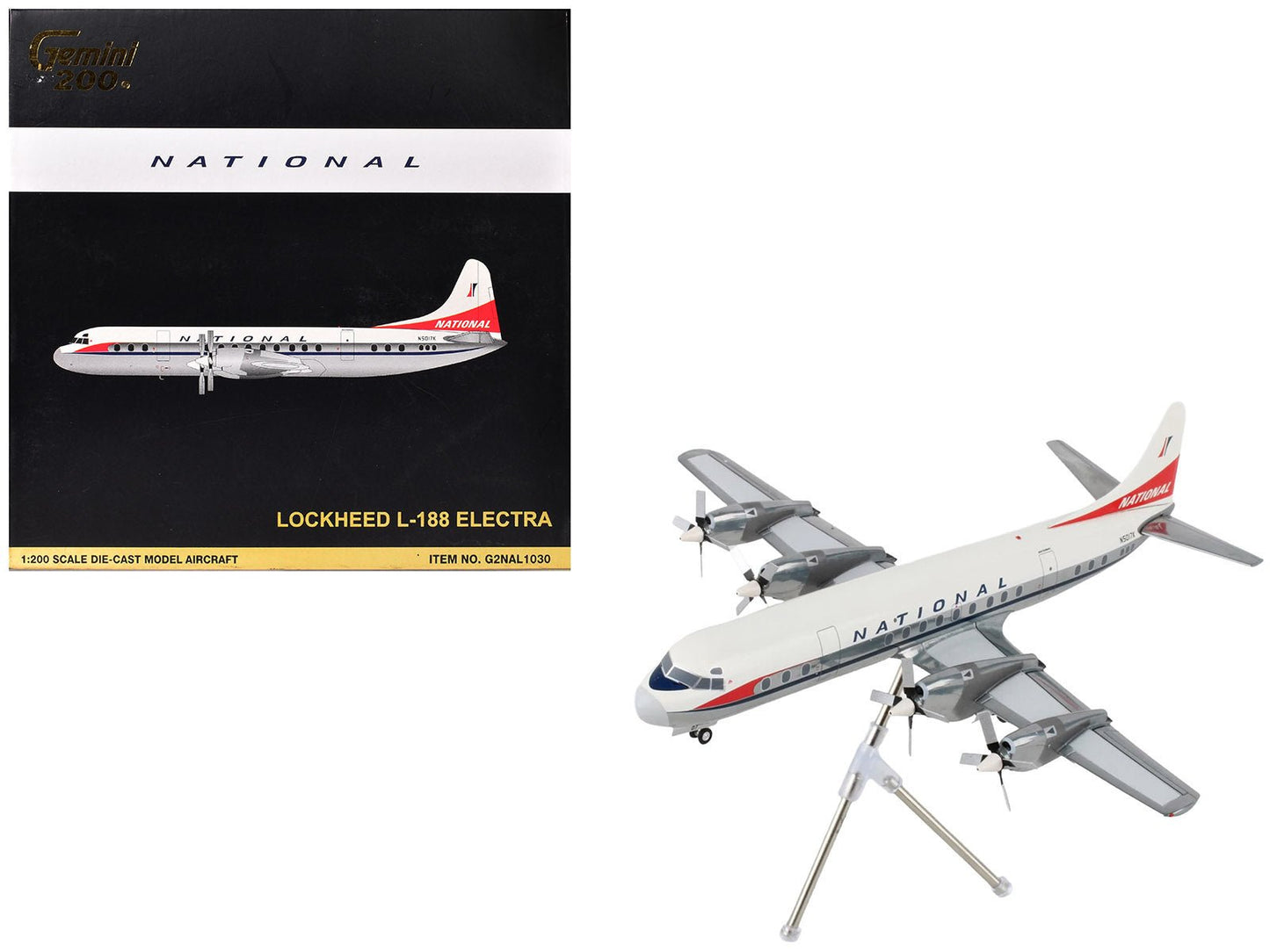 Lockheed L-188 Electra Commercial Aircraft "National Airlines" (N5017K) White and Gray "Gemini 200" Series 1/200 Diecast Model Airplane by GeminiJets  free shipping USA