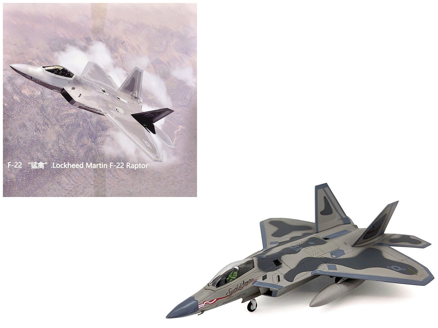 Lockheed Martin F-22A Raptor Aircraft "Spirit of America 412th Test Wing Edwards Air Force Base" (1997) United States Air Force 1/100 Diecast Model Airplane  free shipping USA