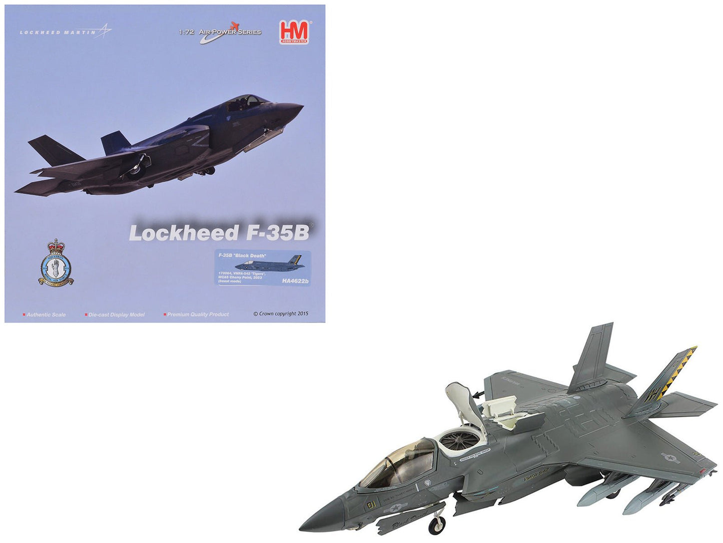 Lockheed Martin F-35B Lightning II Aircraft (Beast Mode) "Black Death VMFA-542 MCAS Cherry Point" (2023) United States Marine Corps "Air Power Series" 1/72 Diecast Model by Hobby Master  free shipping USA