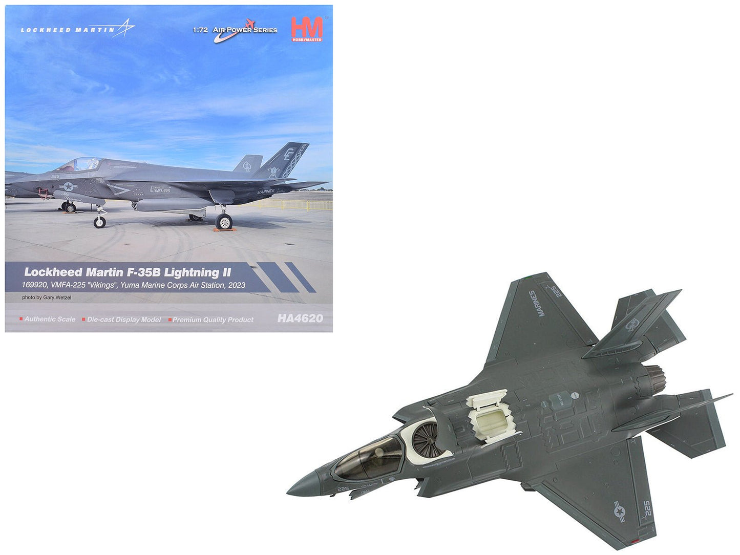 Lockheed Martin F-35B Lightning II Aircraft "VMFA-225 Vikings Yuma Marine Corps Air Station" (2023) United States Marine Corps "Air Power Series" 1/72 Diecast Model by Hobby Master  free shipping USA