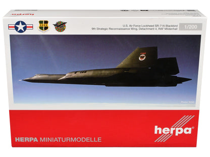 Lockheed SR-71A Blackbird Stealth Aircraft "9th Strategic Reconnaissance Wing Detachment 4 RAF Mildenhall" United States Air Force 1/200 Diecast Model Airplane by Herpa  free shipping USA